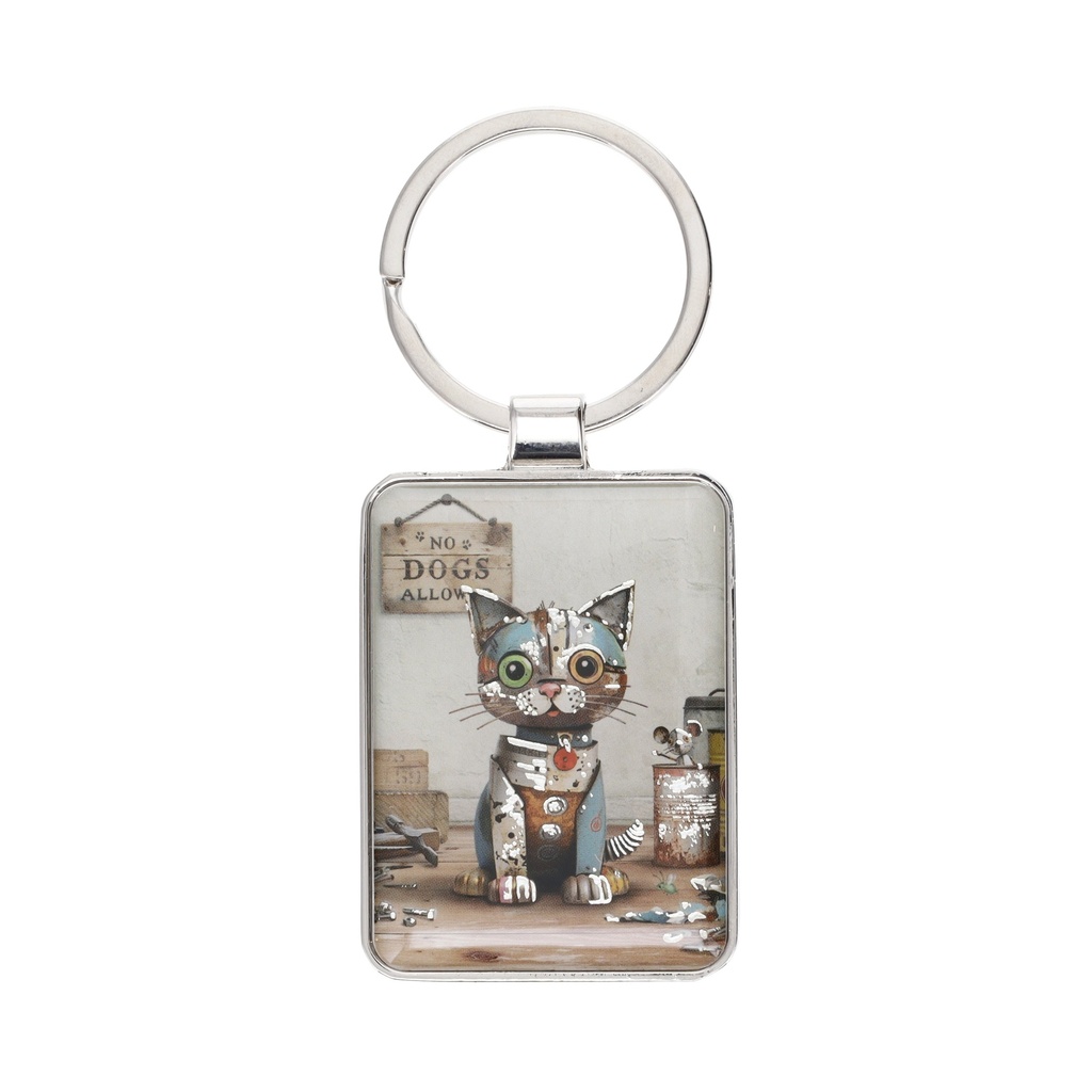 PORTE CLE RECTANGLE SCRAPS CHAT