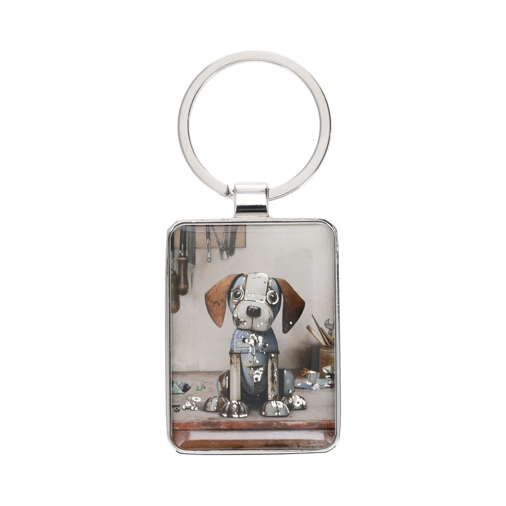PORTE CLE RECTANGLE SCRAPS CHIEN