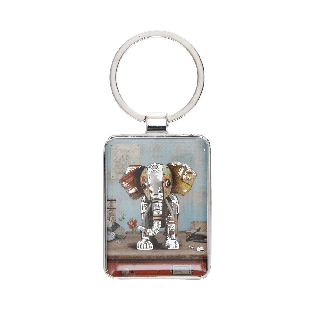 PORTE CLE RECTANGLE SCRAPS ELEPHANT