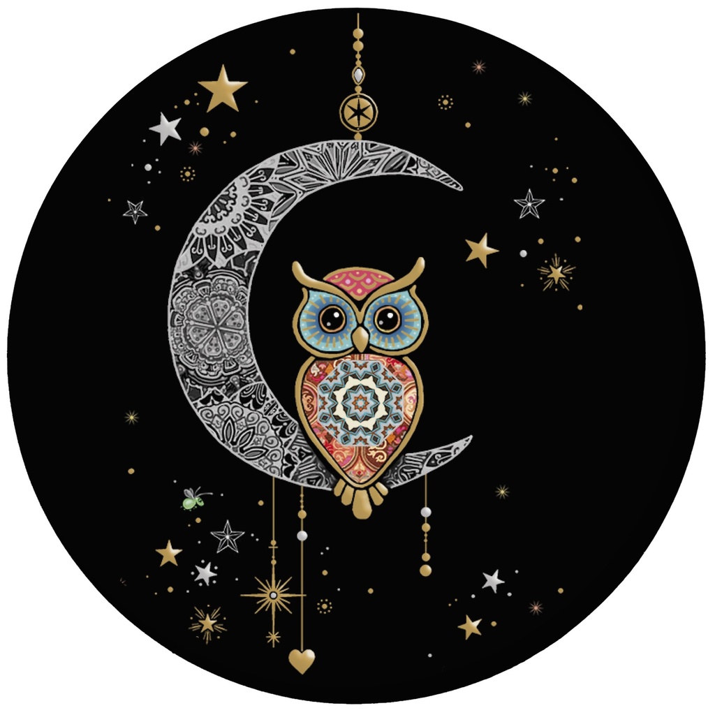 MAGNET ROND JEWELS HIBOUX