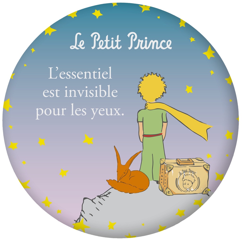 MAGNET ROND LE PETIT PRINCE RENARD ET VALISE