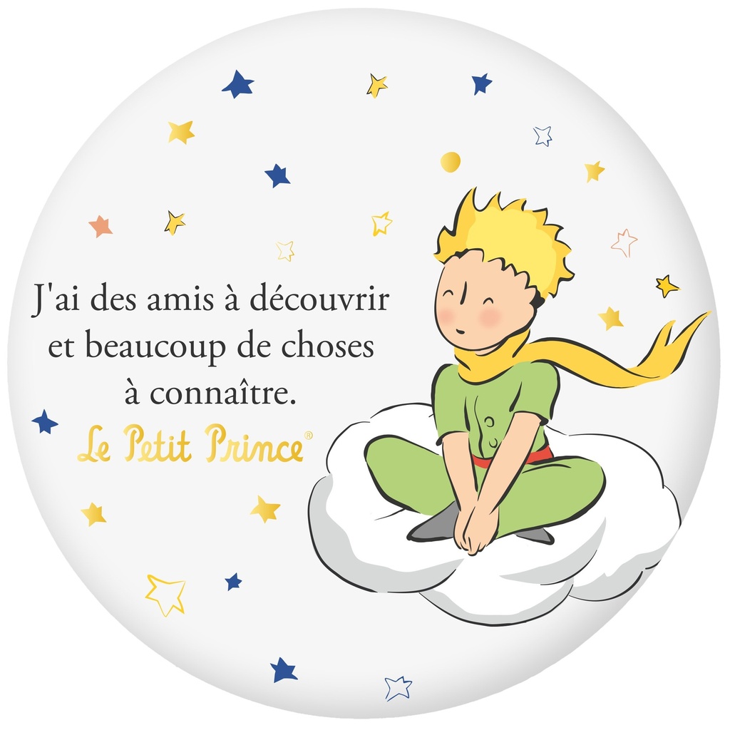 MAGNET ROND LE PETIT PRINCE BLANC ASSIS NUAGE