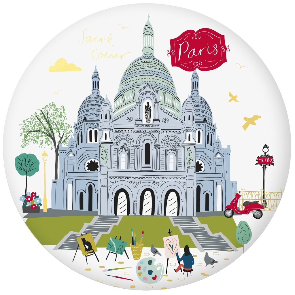 MAGNET ROND LE TOUT PARIS SACRE COEUR BLANC