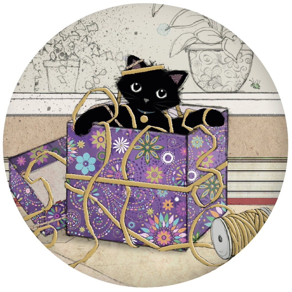 MAGNET ROND BUG ART CHATON CADEAU
