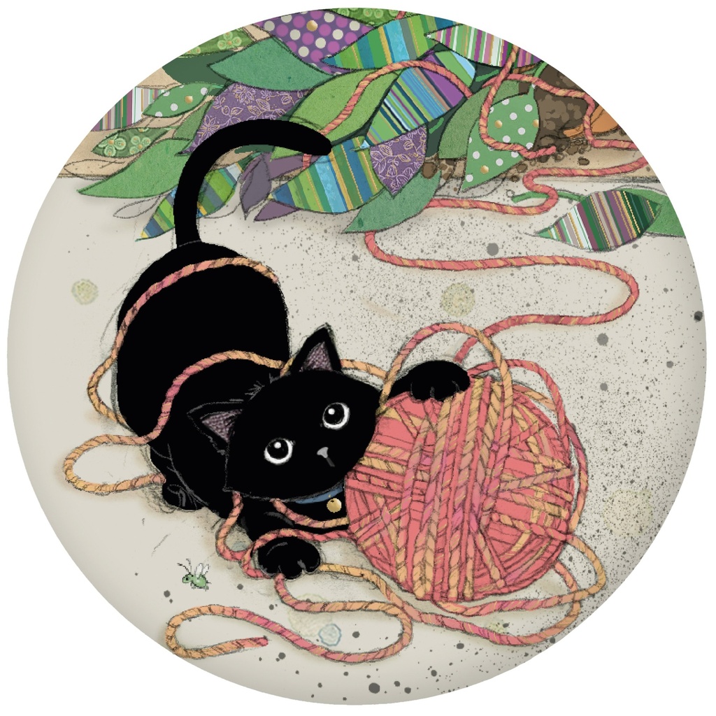 MAGNET ROND BUG ART CHATON PELOTE