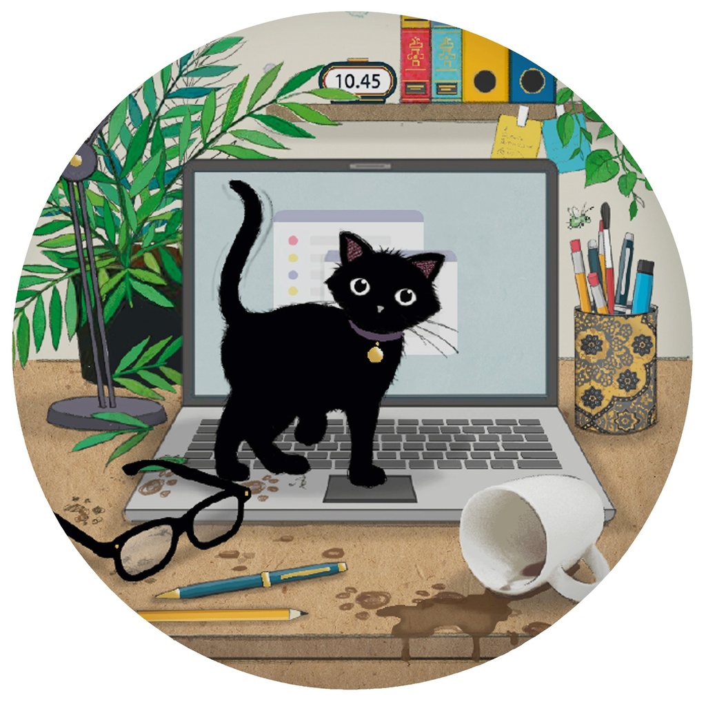 MAGNET ROND BUG ART CHATON ORDI