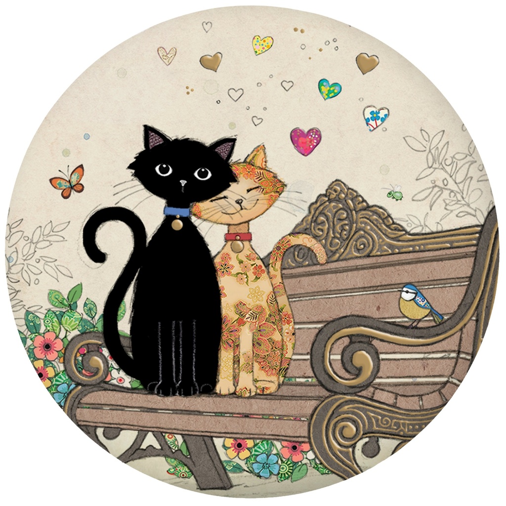 MAGNET ROND BUG ART CHAT AMOUREUX BANC