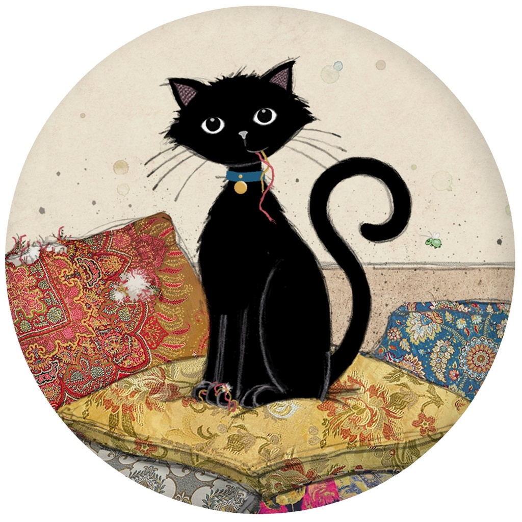 MAGNET ROND BUG ART CHAT COUSSIN JOUEUR