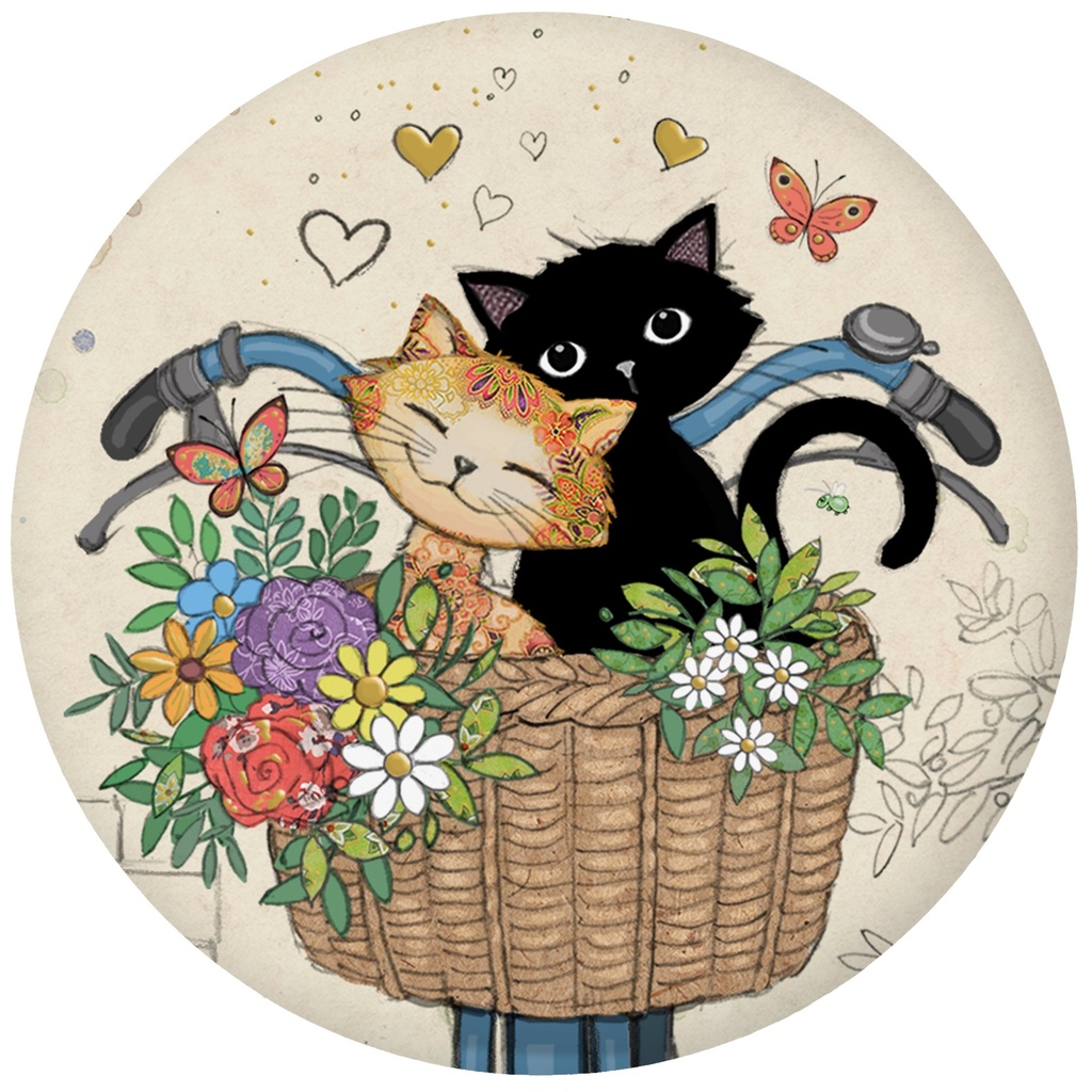 MAGNET ROND BUG ART CHAT AMOUREUX VELO