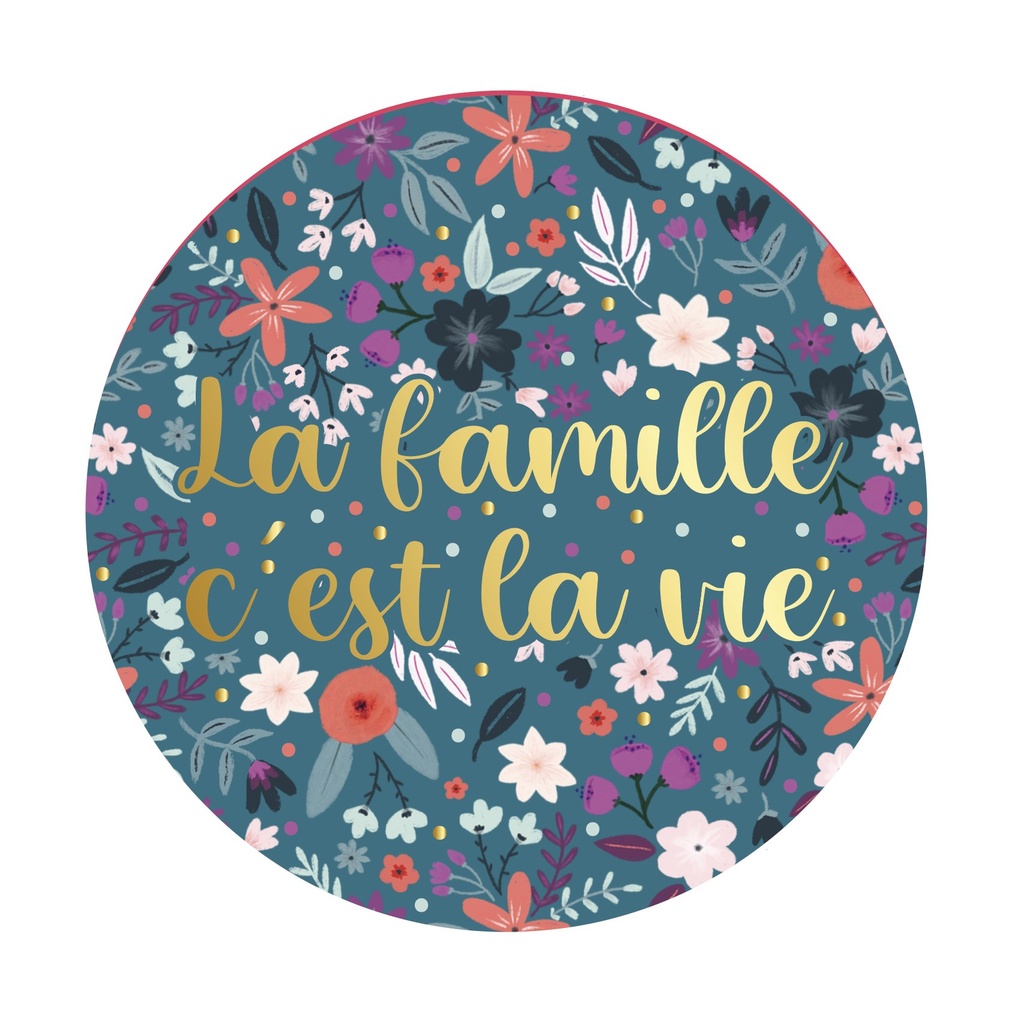 MAGNET ROND ESPRIT DES PLUMES ET DES FLEURS