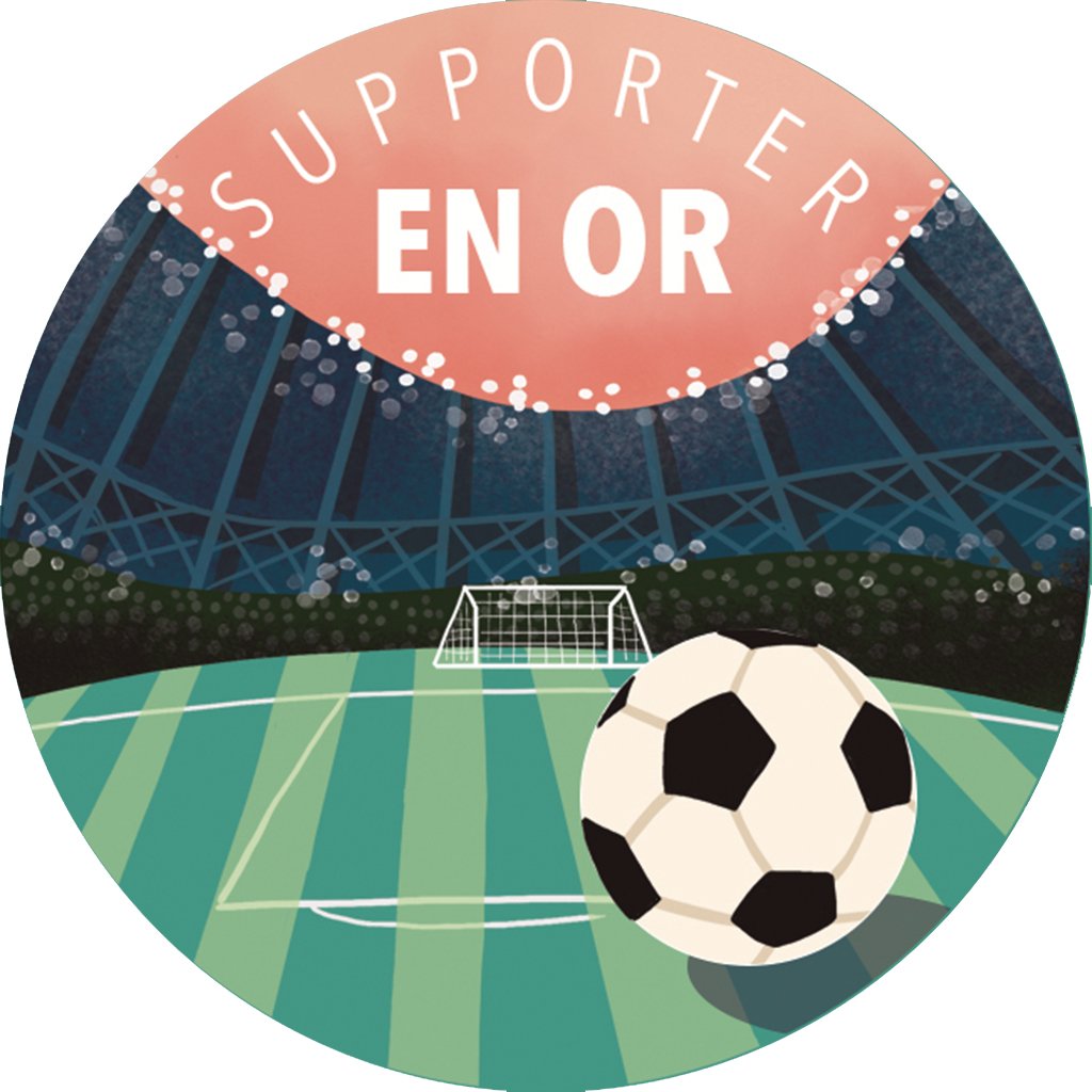 MAGNET ROND CAKE AND CRAYONS - SUPPORTER EN OR