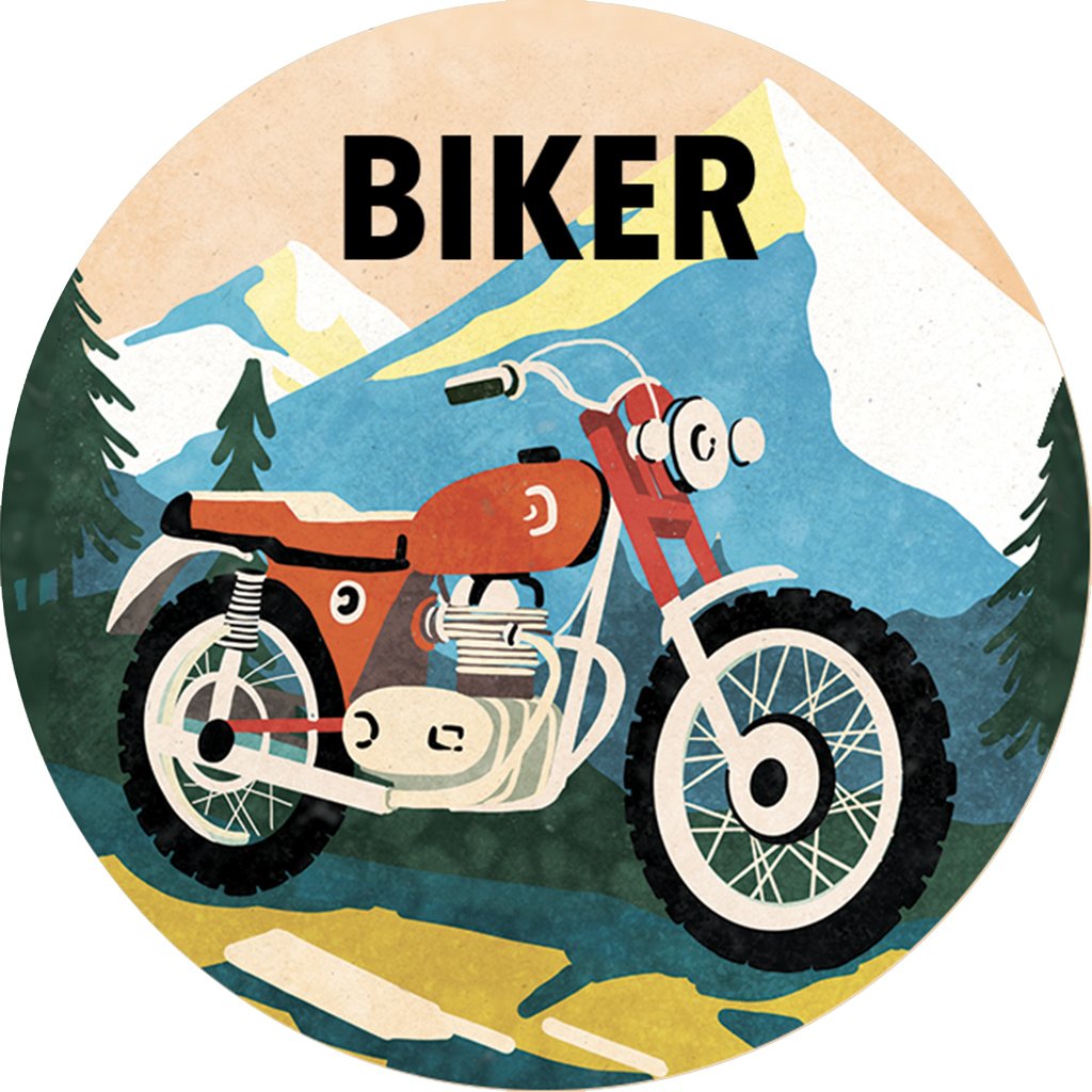 MAGNET ROND CAKE AND CRAYONS - BIKER