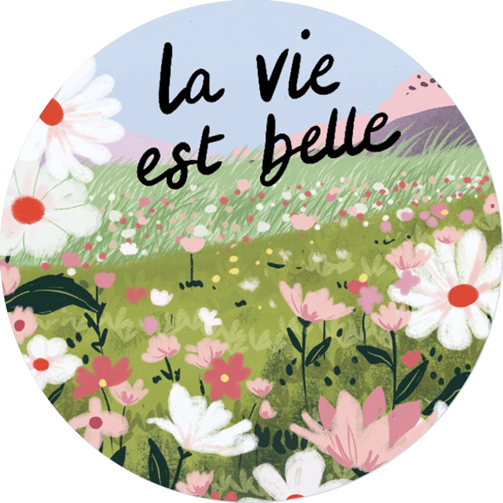 MAGNET ROND CAKE AND CRAYONS - LA VIE EST BELLE