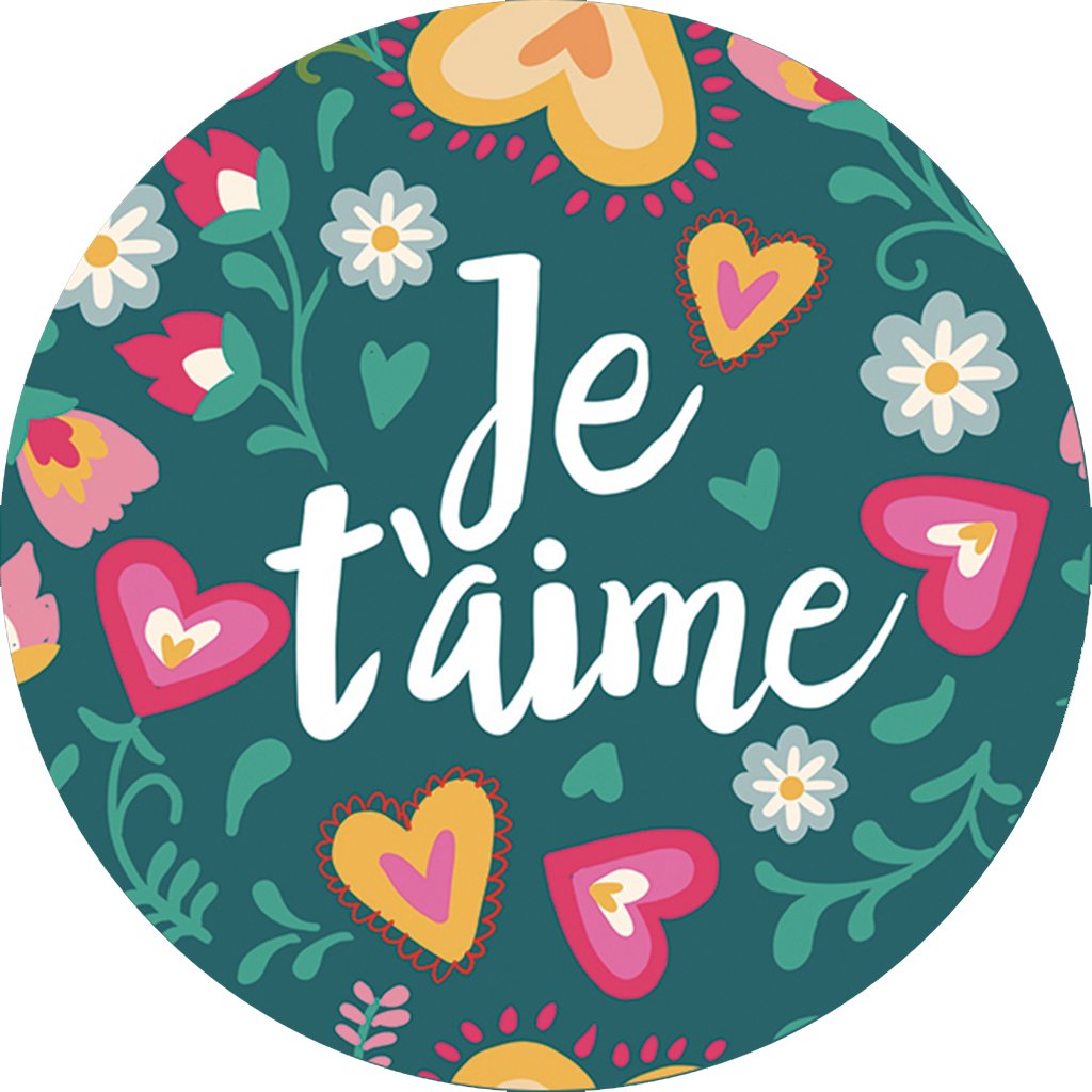 MAGNET ROND CAKE AND CRAYONS - JE T AIME