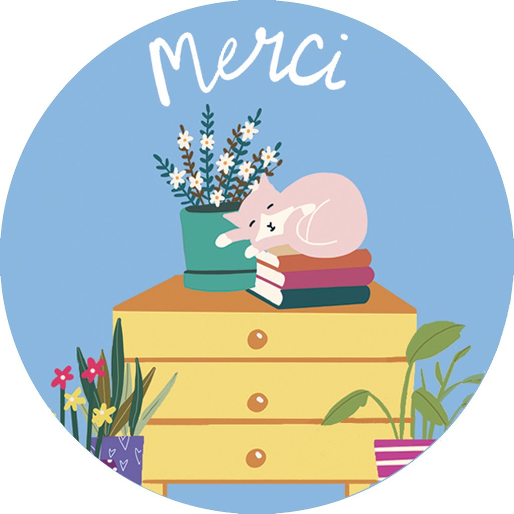 MAGNET ROND CAKE AND CRAYONS - MERCI