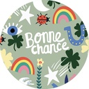 MAGNET ROND CAKE AND CRAYONS - BONNE CHANCE