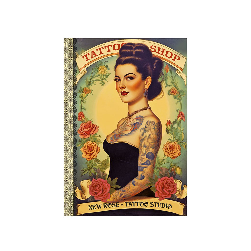 CARNET MOT DE PASSE 48 PAGES 10 X 15 CM - FEMME TATOUEE
