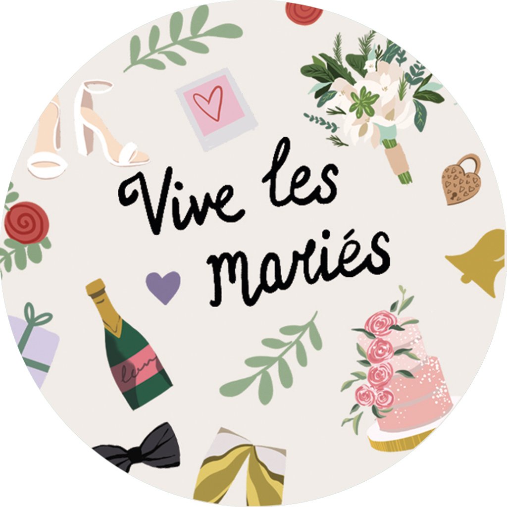 MAGNET ROND CAKE AND CRAYONS - MARIAGE