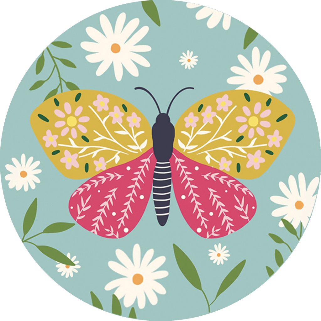 MAGNET ROND CAKE AND CRAYONS - PAPILLON