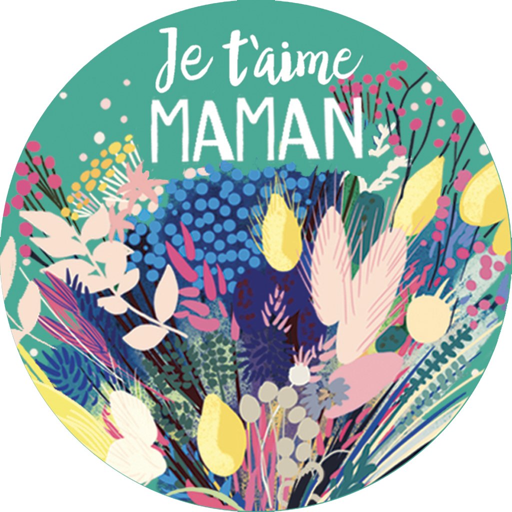 MAGNET ROND CAKE AND CRAYONS - JE T AIME MAMAN