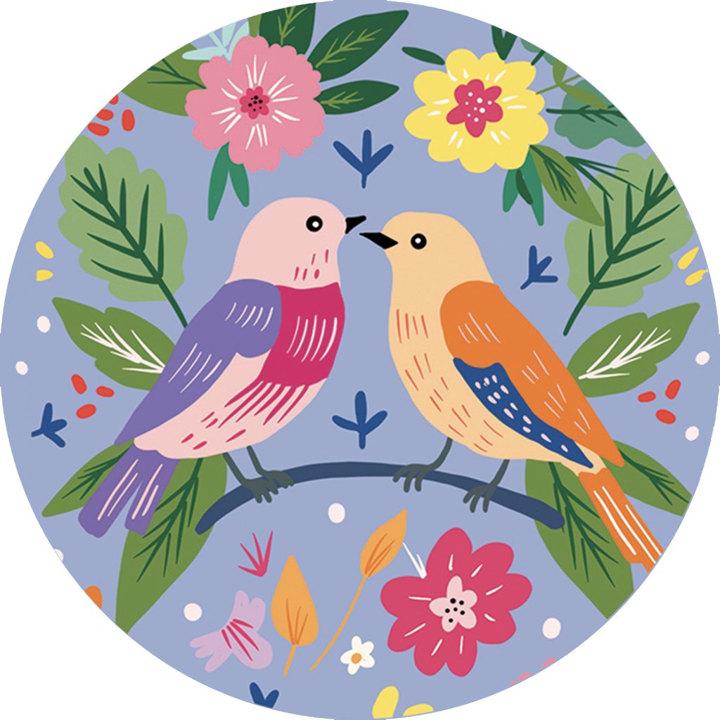 MAGNET ROND CAKE AND CRAYONS - OISEAUX