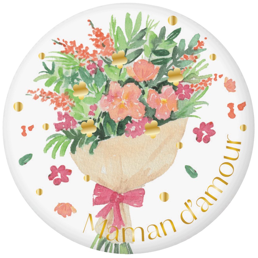 MAGNET ROND AQUARELLE - MAMAN D AMOUR