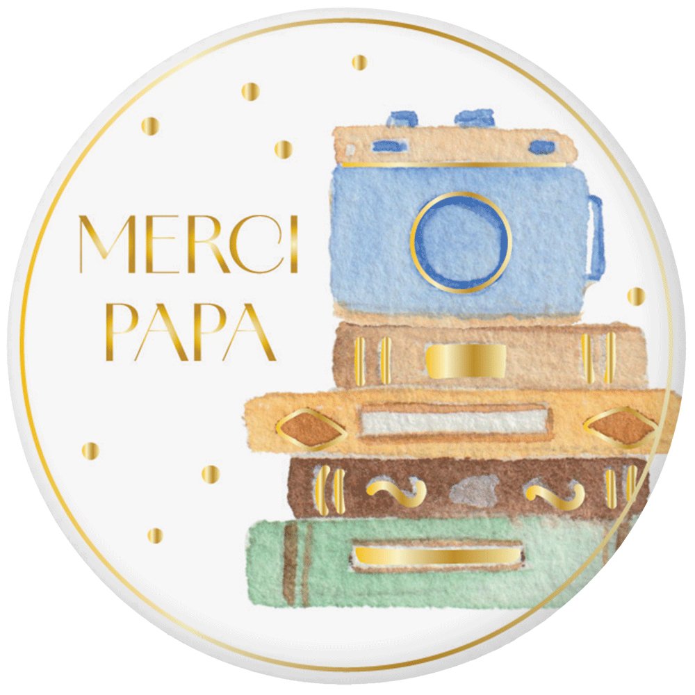 MAGNET ROND AQUARELLE - MERCI PAPA