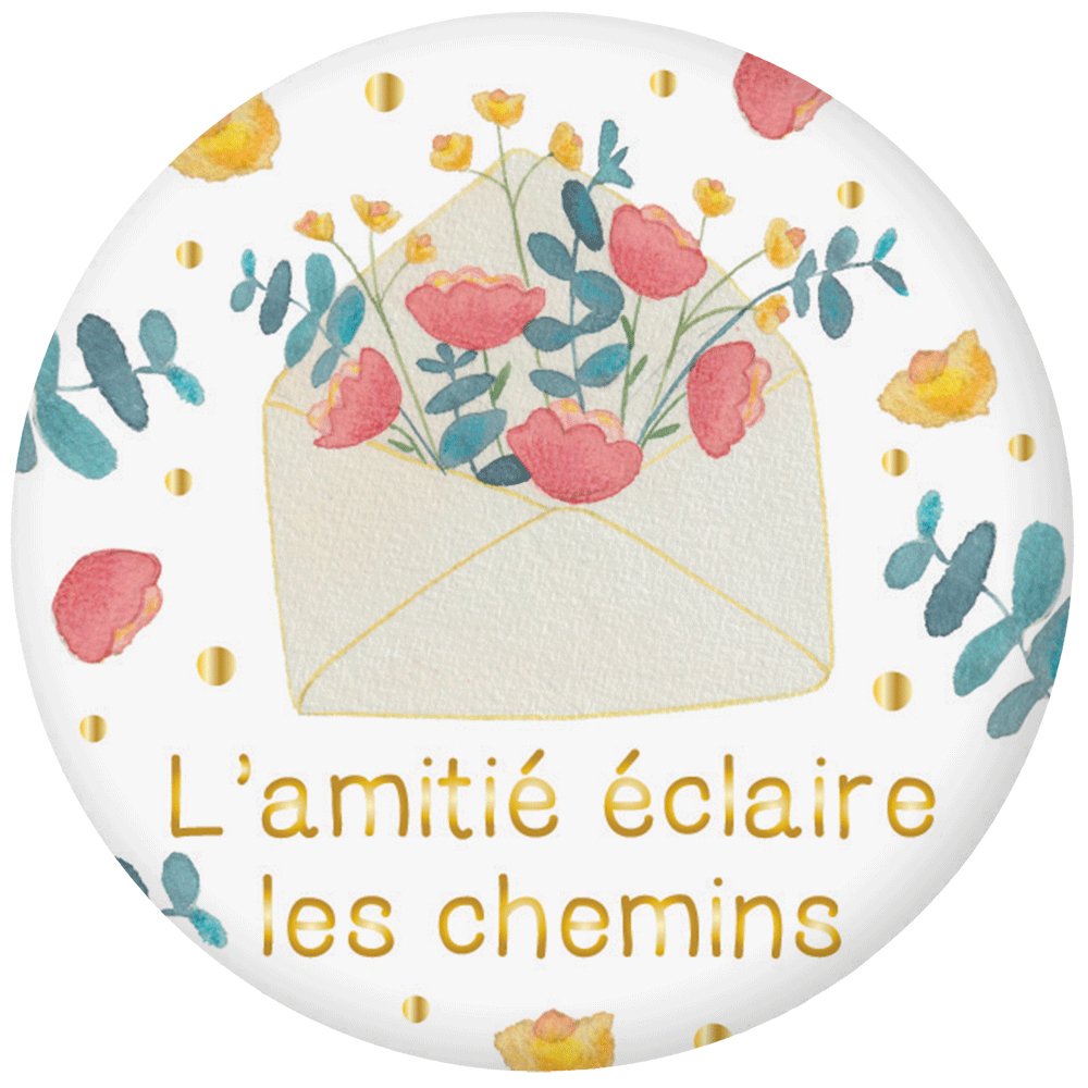 MAGNET ROND AQUARELLE - AMITIE CITATION