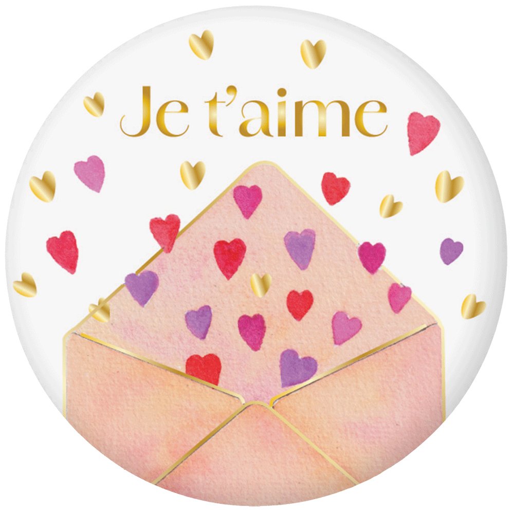 MAGNET ROND AQUARELLE - JE T AIME