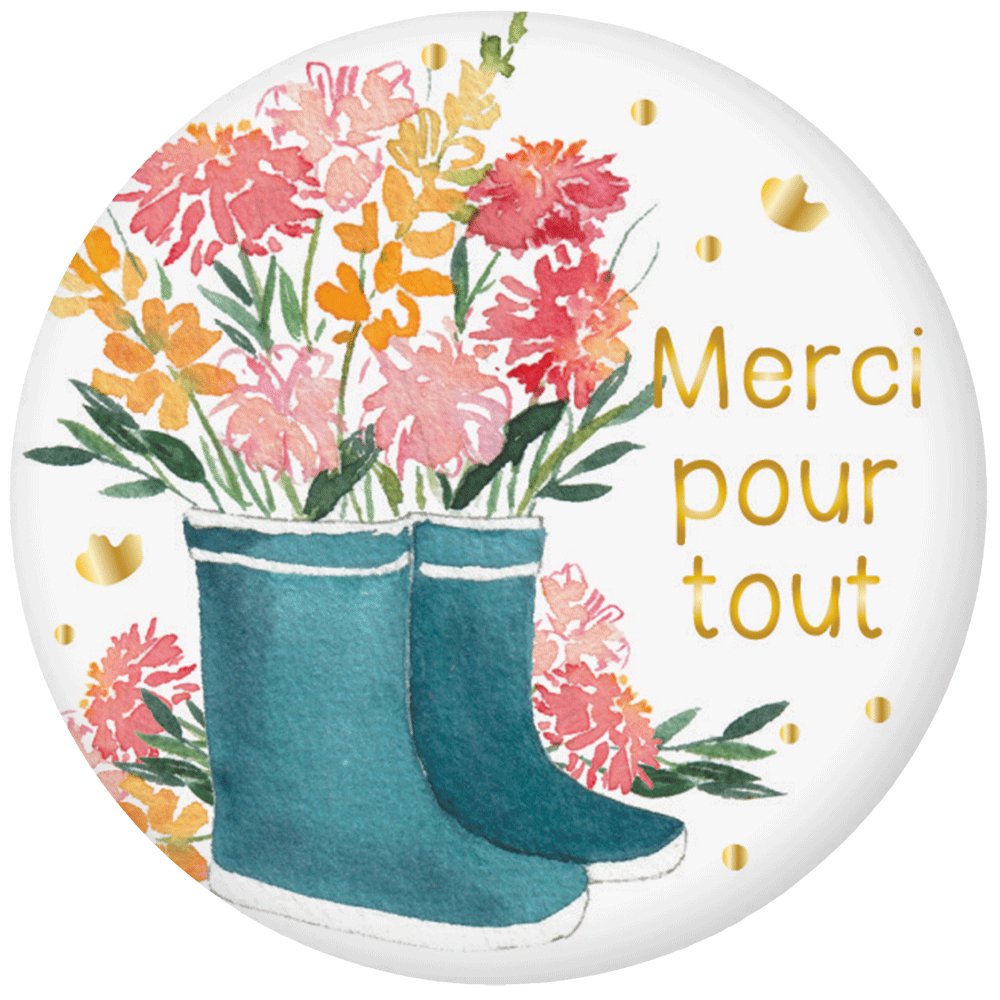 MAGNET ROND AQUARELLE - MERCI POUR TOUT