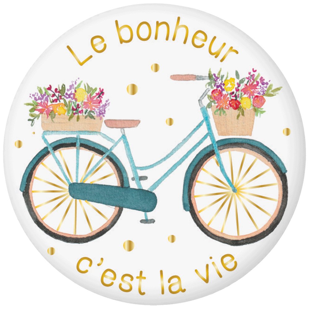 MAGNET ROND AQUARELLE - LE BONHEUR C EST LA VIE