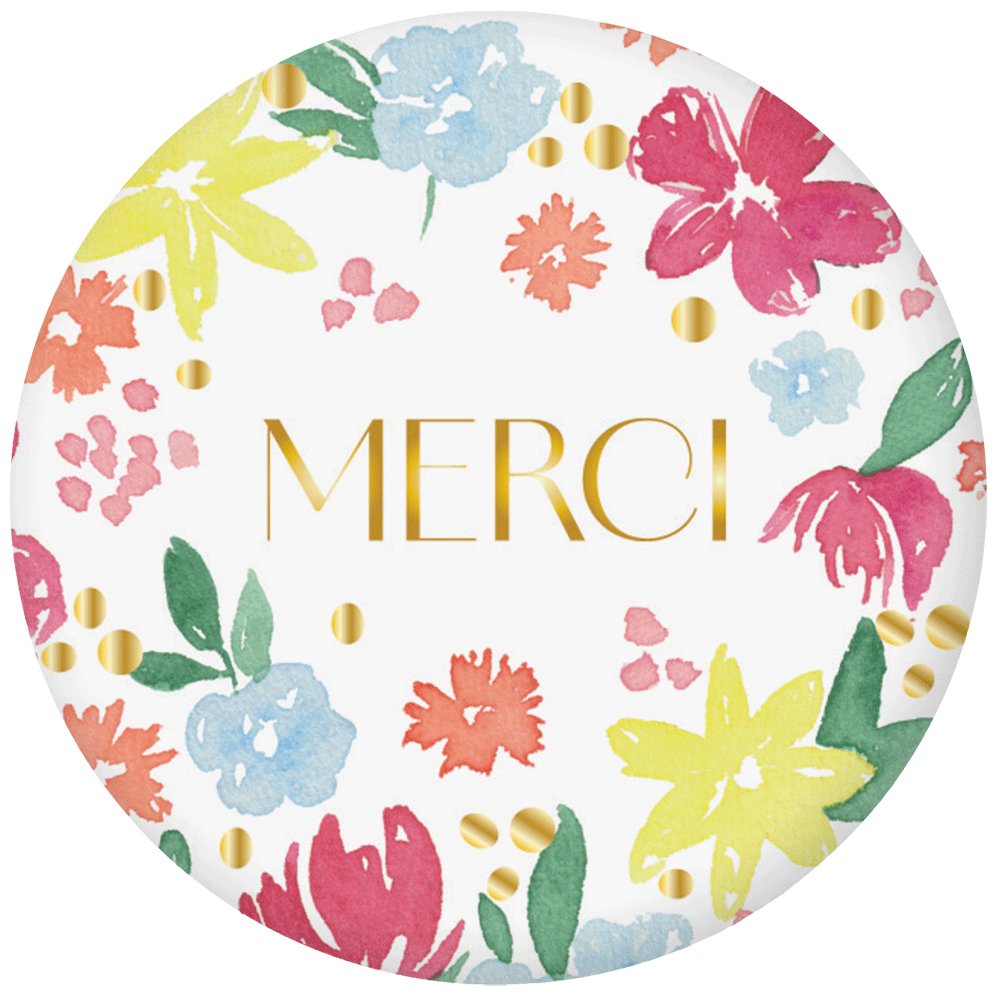 MAGNET ROND AQUARELLE - MERCI FLEURS