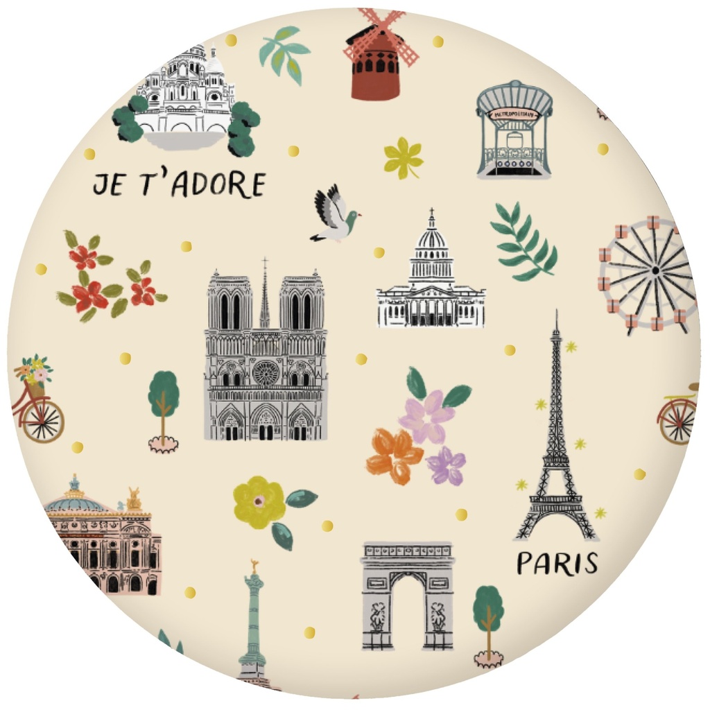 MAGNET ROND PARIS JE T ADORE ALL OVER