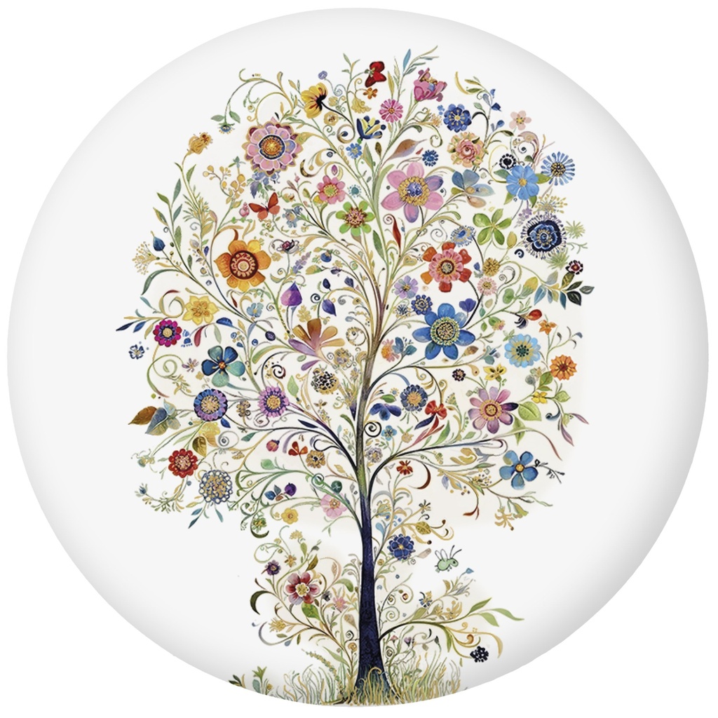 MAGNET ROND PORTFOLIO ARBRE FLEURI