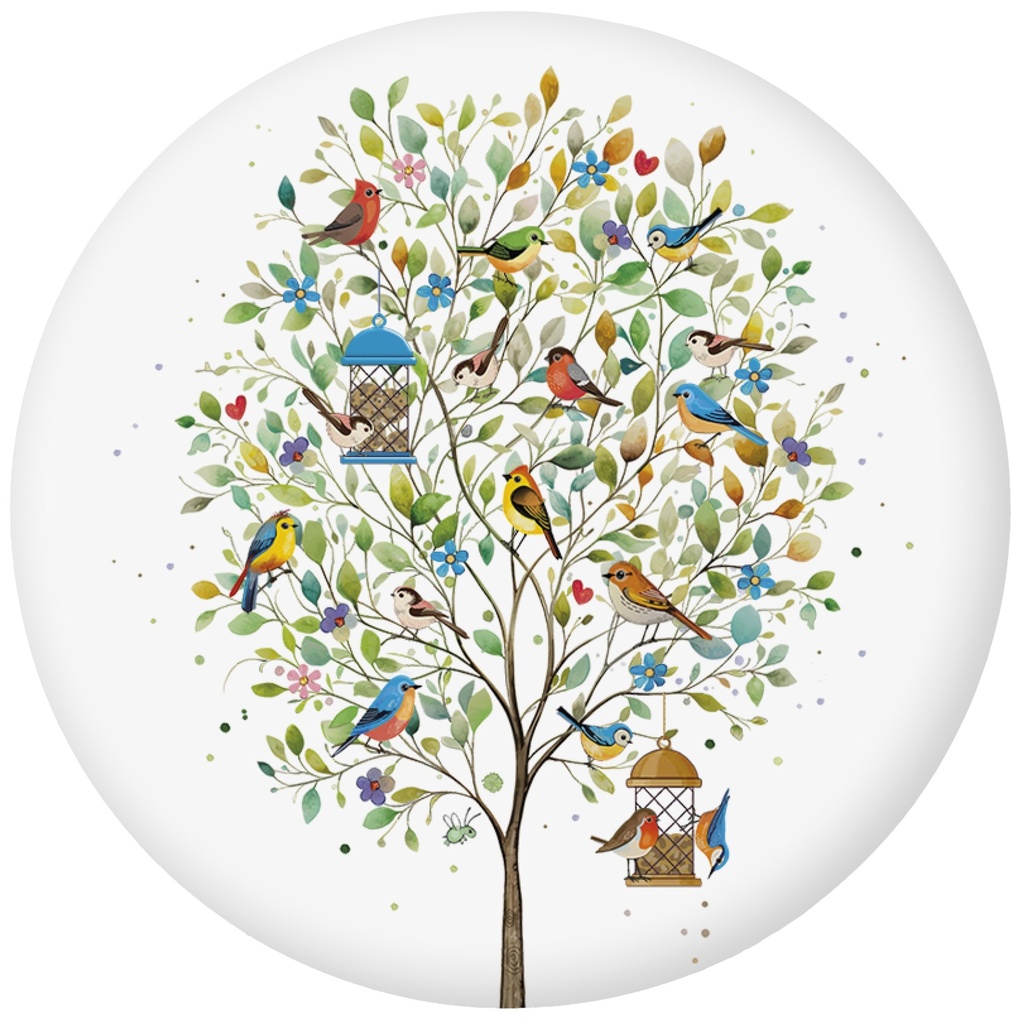 MAGNET ROND PORTFOLIO OISEAUX ARBRE