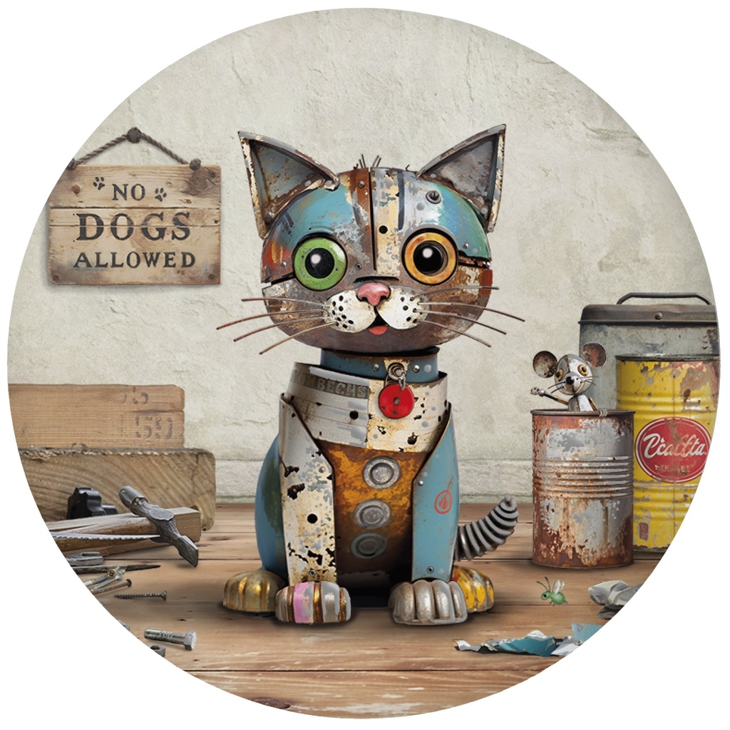MAGNET ROND SCRAPS CHAT