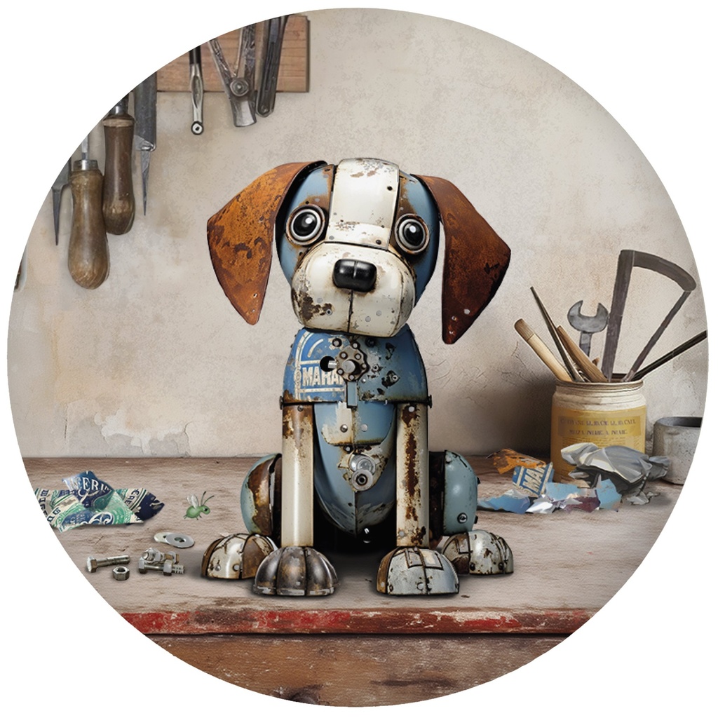 MAGNET ROND SCRAPS CHIEN