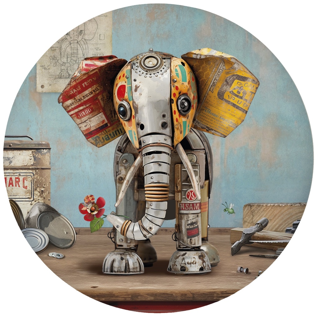 MAGNET ROND SCRAPS ELEPHANT