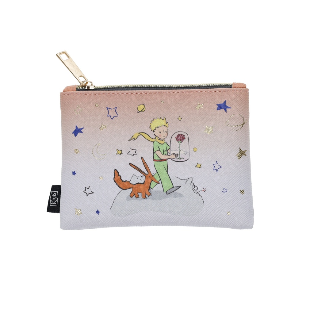 PORTE MONNAIE PU PLAT 10X14 CM LE PETIT PRINCE DEGRADE CLAIR