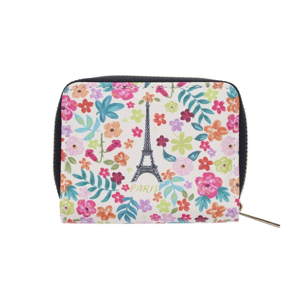 PORTE MONNAIE CARRE ZIPPE PARIS JE T ADORE FLEURS