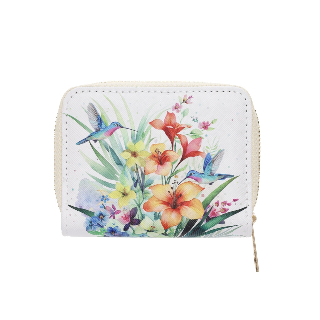 PORTE MONNAIE CARRE ZIPPE PORTFOLIO COLIBRIS