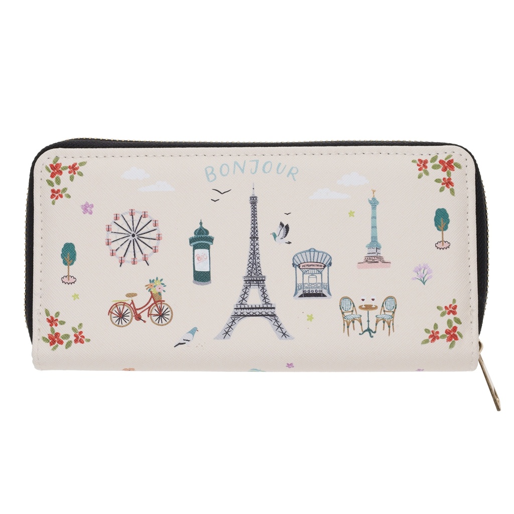 PORTE MONNAIE RECTANGULAIRE ZIPPE PARIS JE T ADORE BONJOUR
