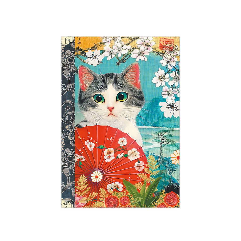 CARNET MOT DE PASSE 48 PAGES 10 X 15 CM - CHAT JAPON