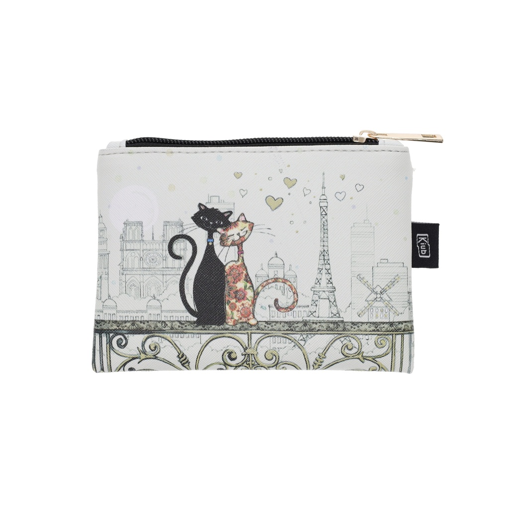 PORTE MONNAIE PU PLAT 10X14 CM BUG ART PARIS AMOUREUX