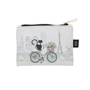 PORTE MONNAIE PU PLAT 10X14 CM BUG ART PARIS CHAT VELO