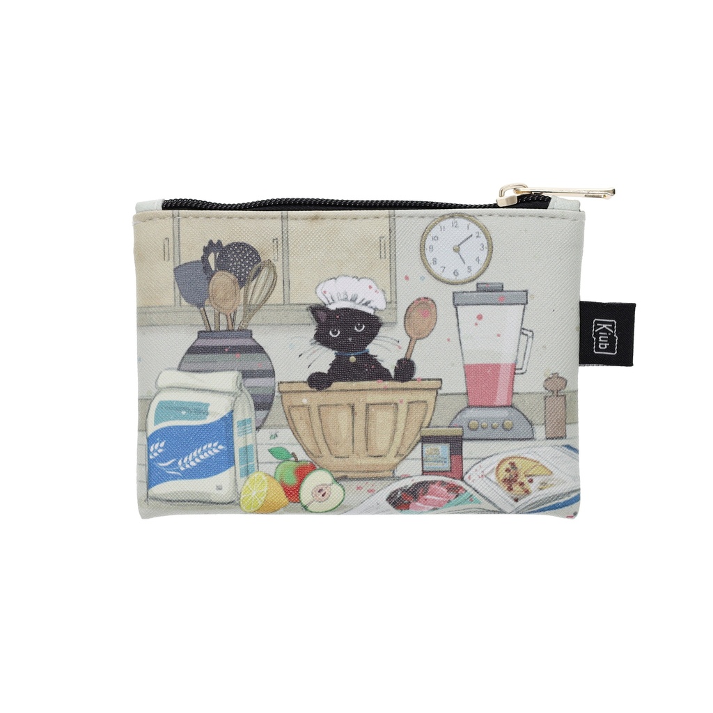 PORTE MONNAIE PU PLAT 10X14 CM BUG ART CHATON PATISSIER