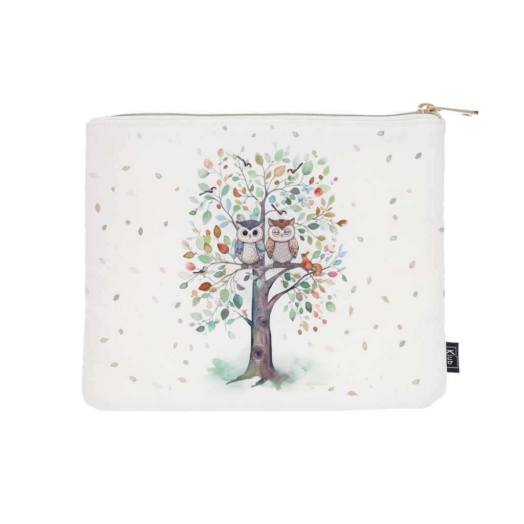POCHETTE PLATE EN TISSU PORTFOLIO COUPLE DE CHOUETTES