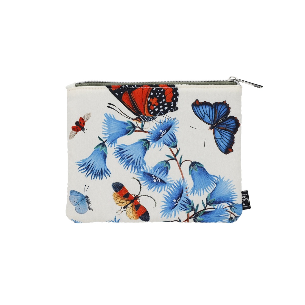 POCHETTE PLATE EN TISSU M ENCYCLOPEDIA FLEURS PAPILLONS BLEU