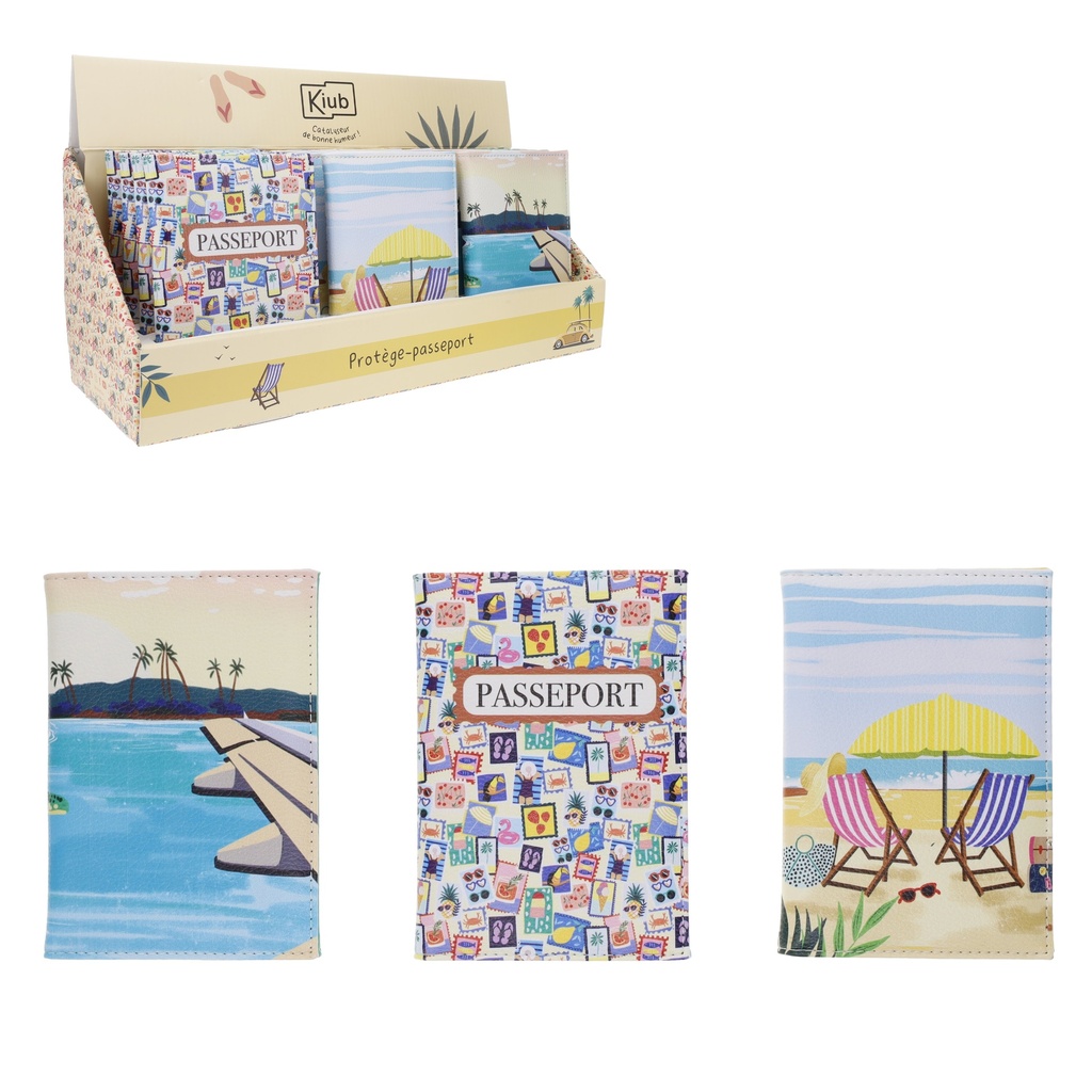 PROTEGE PASSEPORT EN PU EN DISPLAY EVASION ASSORTI ALL OVER ET PLACE