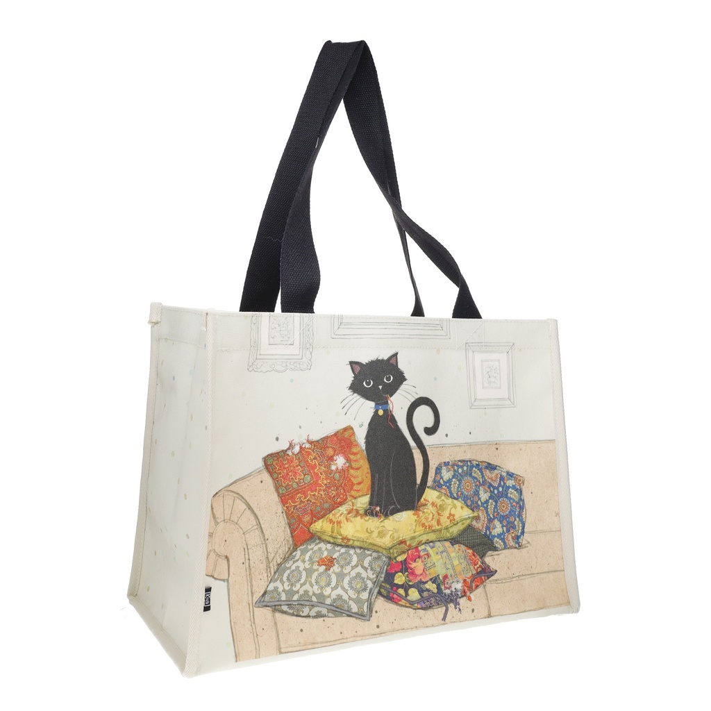CABAS RECTANGULAIRE CANVAS 30 X 40 CM BUG ART CHAT ET COUSSINS